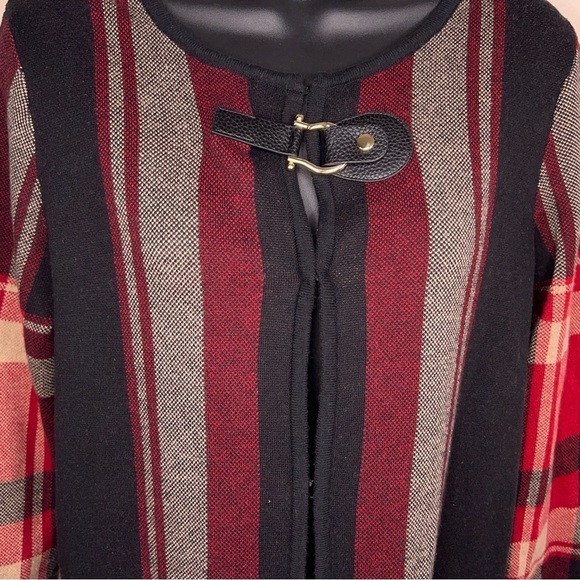 SMALL ANNE KLEIN RED BLACK PLAID JACKET LONG SLEEVE ACADEMIA PREPPY COTTON BLEND - Picture 2 of 12